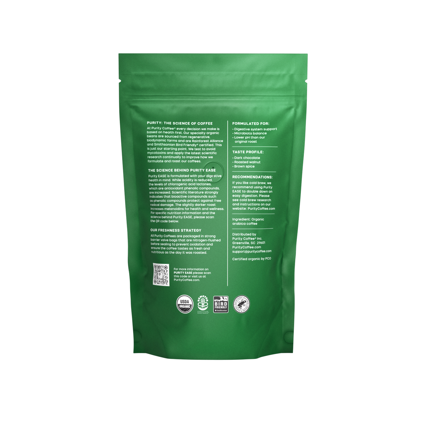 Purity- EASE: Dark Roast Whole Bean Coffee - 12oz bag