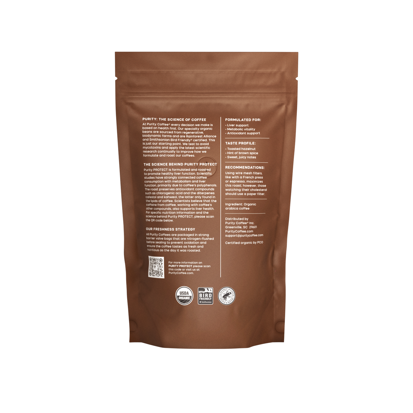 Purity- PROTECT: Light-Medium Roast Whole Bean Coffee - 12oz Bag